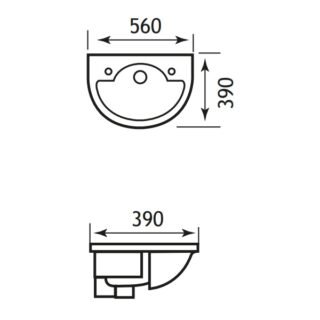 Eastbrook Kompact Semi Recessed Basin - 560mm Wide - 2 TH - White - Image 2