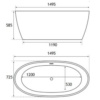 Eastbrook Wandsworth Freestanding Double Ended Bath With Waste - 1500mm x 720mm - Image 5