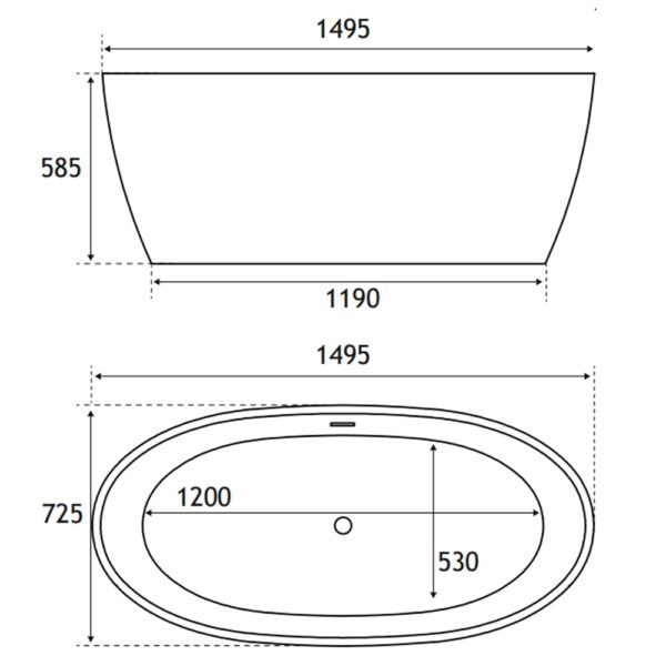 Eastbrook Wandsworth Freestanding Double Ended Bath With Waste - 1500mm x 720mm - Image 5