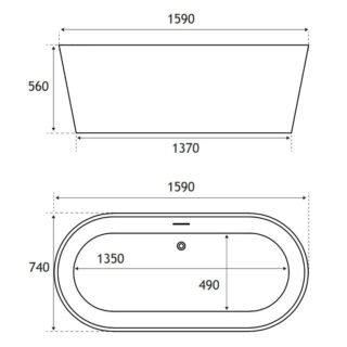 Eastbrook Lambeth Freestanding Double Ended Bath With Waste - 1590mm x 740mm - Image 3