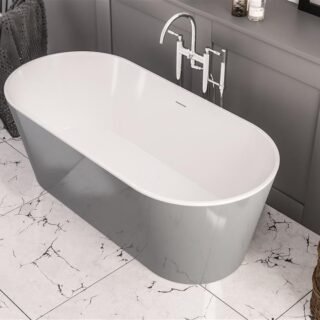 Eastbrook Lambeth Freestanding Double Ended Bath With Waste - 1590mm x 740mm - Image 2