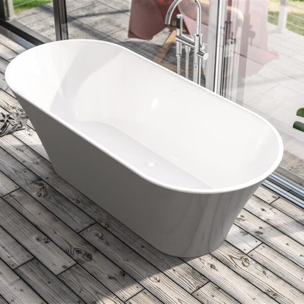 Eastbrook Charlton Freestanding Double Ended Bath With Waste - 1650mm x 740mm - Image 4