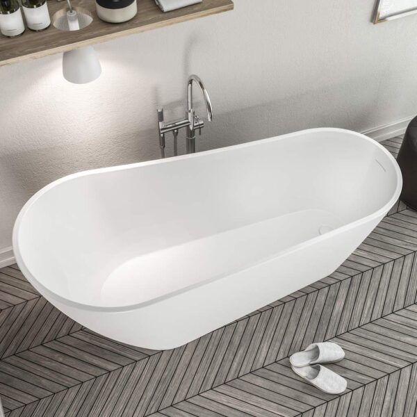 Eastbrook Wickham Freestanding Single Ended Slipper Bath With Waste - No TH - White - Image 3