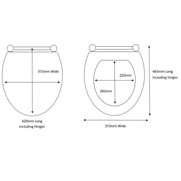 Eastbrook Sherwood Standard Toilet Seat With Chrome Hinges - Image 2