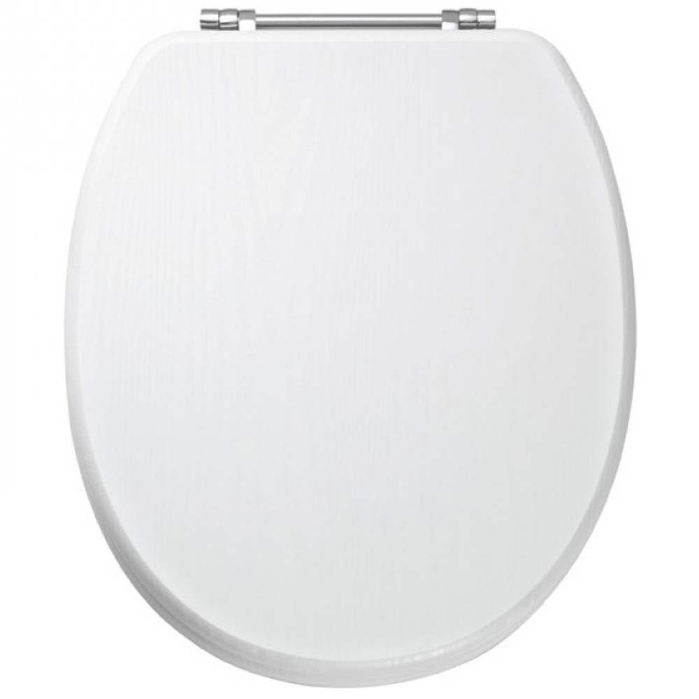 Eastbrook Sherwood Soft Close Toilet Seat With Chrome Hinges - White Ash