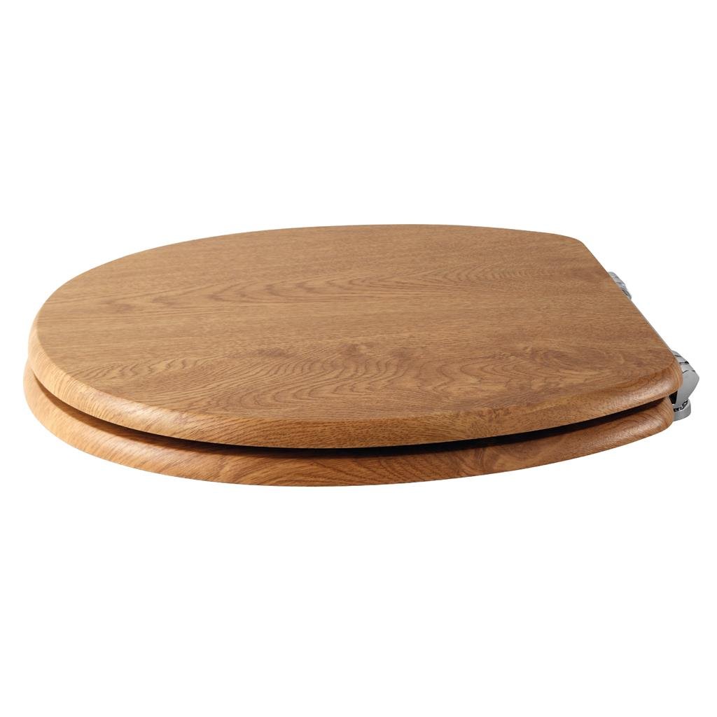 Eastbrook Sherwood Standard Toilet Seat With Chrome Hinges - Natural Oak