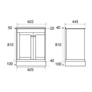 Eastbrook Hardwick 2 Door Floorstanding Vanity Unit With Quartz Basin - 600mm Wide - 1 TH - Image 3
