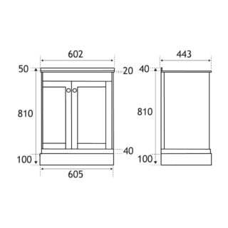 Eastbrook Hardwick 2 Door Floorstanding Vanity Unit With Quartz Basin - 600mm Wide - 1 TH - Image 4