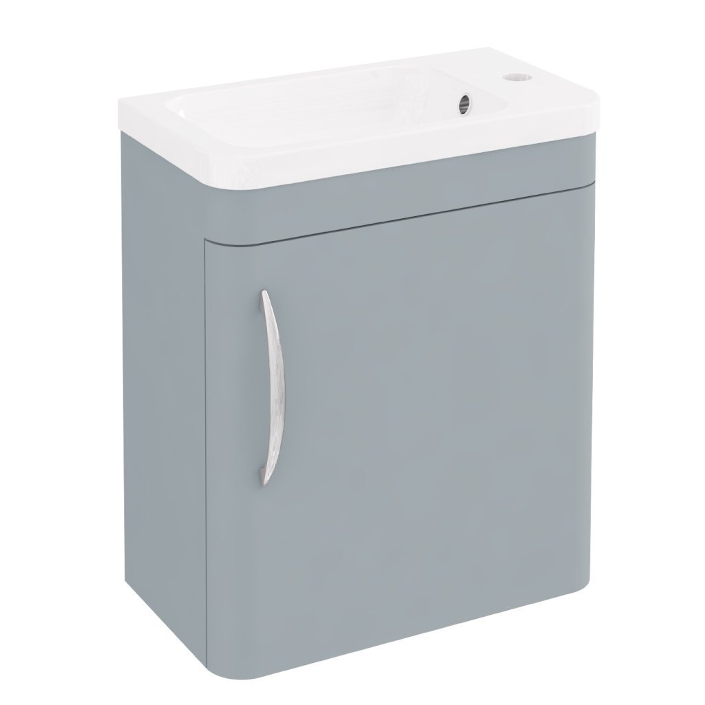Eastbrook Cavone 1 Door Cloakroom Wall Hung Vanity Unit With Basin – 400mm Wide – 1 RH TH - Matt Grey
