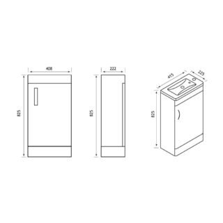 Eastbrook Cavone 1 Door Cloakroom Floorstanding Vanity Unit With Basin - 1 RH TH - Image 5