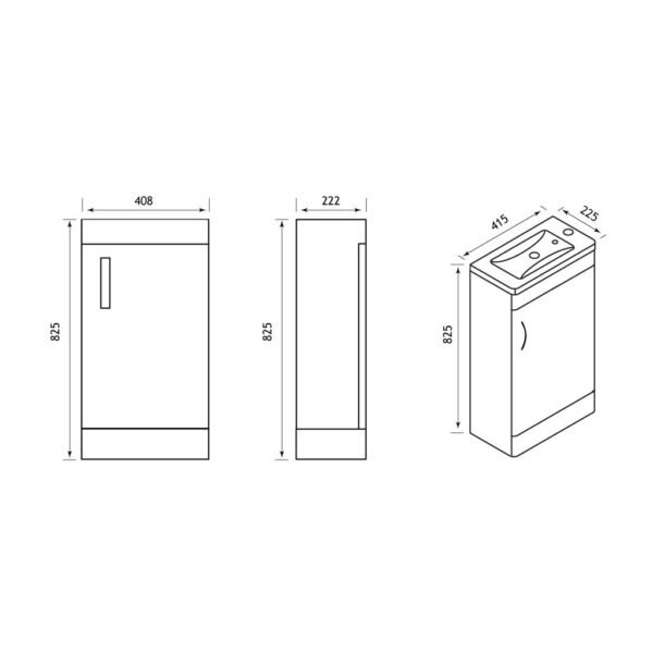 Eastbrook Cavone 1 Door Cloakroom Floorstanding Vanity Unit With Basin - 1 RH TH - Image 5