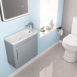 Eastbrook Cavone 1 Door Cloakroom Wall Hung Vanity Unit With Basin - 500mm Wide - 1 RH TH - Image 2