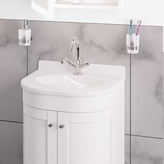 Eastbrook Hardwick 2 Door Wall Hung Vanity Unit With Polymarble Basin - 500mm Wide - 1 TH - Image 2