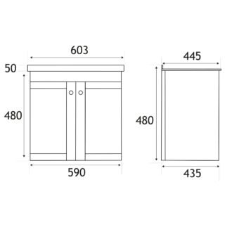 Eastbrook Hardwick 2 Door Curved Wall Hung Vanity Unit With Quartz Basin - 1 TH - Image 2