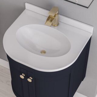 Eastbrook Hardwick 2 Door Curved Wall Hung Vanity Unit With Polymarble Basin - 1 TH - Image 3