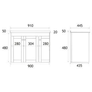 Eastbrook Hardwick 2 Door Curved Wall Hung Vanity Unit With Quartz Basin - 1 TH - Image 3