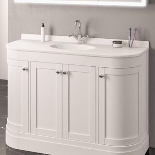 Eastbrook Hardwick 2 Door Curved Wall Hung Vanity Unit With Polymarble Basin - 1 TH - Image 4