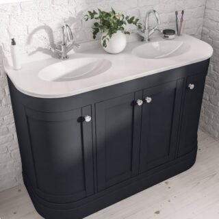 Eastbrook Hardwick 4 Door Wall Hung Vanity Unit With Polymarble Double Basin - 1200mm Wide - 2 TH - Image 2