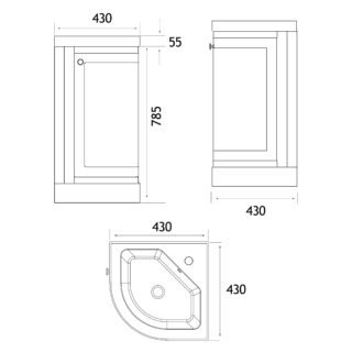 Eastbrook Hardwick 1 Door Floorstanding Vanity Unit With Basin - 423mm Wide - 1 TH - Image 2