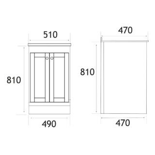Eastbrook Hardwick 2 Door Floorstanding Vanity Unit With Polymarble Basin - 490mm Wide - 1 TH - Image 2