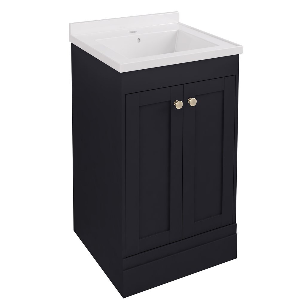 Eastbrook Hardwick 2 Door Floorstanding Vanity Unit With Quartz Basin – 490mm Wide – 1 TH - Matt Anthracite