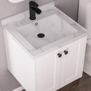 Eastbrook Hardwick 2 Door Floorstanding Vanity Unit With Quartz Basin - 490mm Wide - 1 TH - Image 3