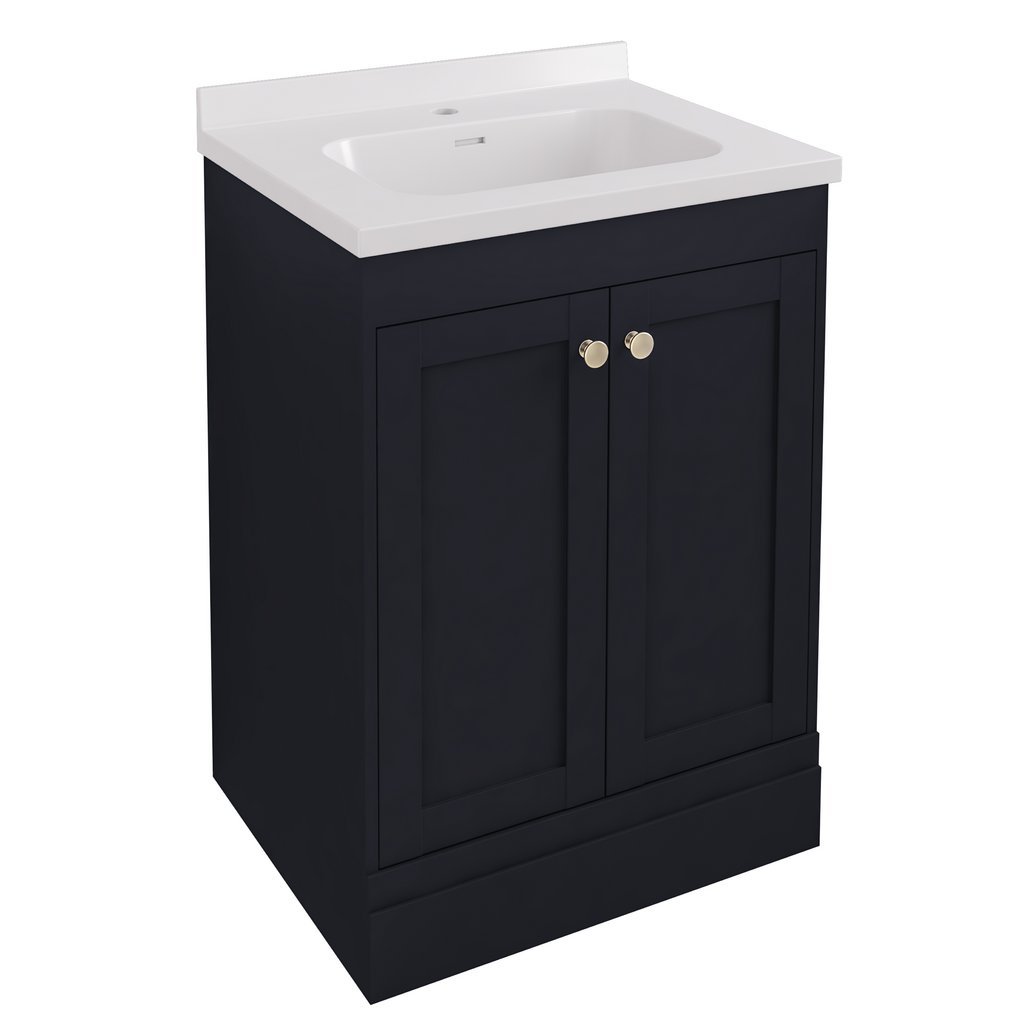 Eastbrook Hardwick 2 Door Floorstanding Vanity Unit With Quartz Basin – 490mm Wide – 1 TH - Matt Anthracite