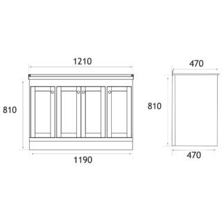 Eastbrook Hardwick 4 Door Floorstanding Vanity Unit With Quartz Basin - 1190mm Wide - 1 TH - Image 2