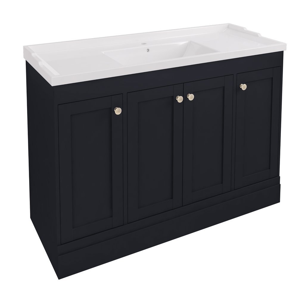 Eastbrook Hardwick 4 Door Floorstanding Vanity Unit With Polymarble Basin – 1190mm Wide – 1 TH - Matt Anthracite