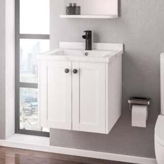 Eastbrook Hardwick 2 Door Wall Hung Vanity Unit With Polymarble Basin - 1 TH - Image 2