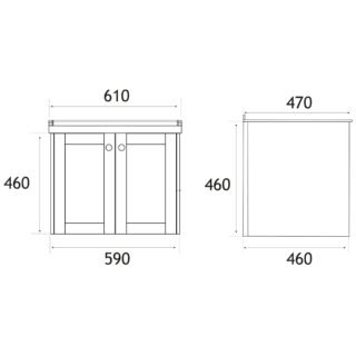 Eastbrook Hardwick 2 Door Wall Hung Vanity Unit With Quartz Basin - 1 TH - Image 4