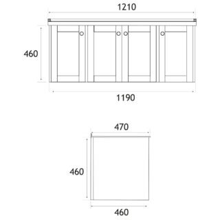 Eastbrook Hardwick 4 Door Wall Hung Vanity Unit With Polymarble Basin - 1190mm Wide - 1 TH - Image 2