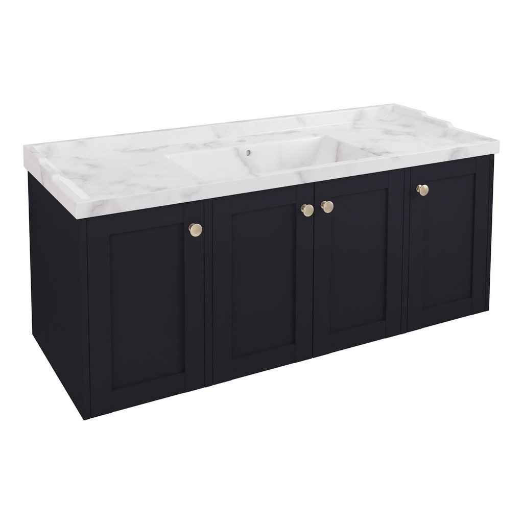 Eastbrook Hardwick 4 Door Wall Hung Vanity Unit With Quartz Basin – 1190mm Wide – 1 TH - Matt Anthracite