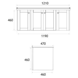 Eastbrook Hardwick 4 Door Wall Hung Vanity Unit With Quartz Double Basin - 1190mm Wide - 1 TH - Image 2