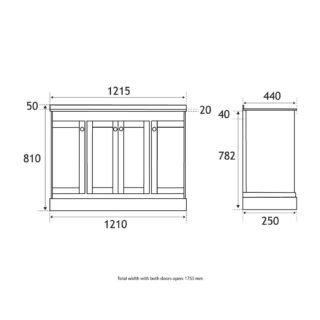 Eastbrook Hardwick 4 Door Floorstanding Vanity Unit With Polymarble Double Basin - 1215mm Wide - 2 TH - Image 2