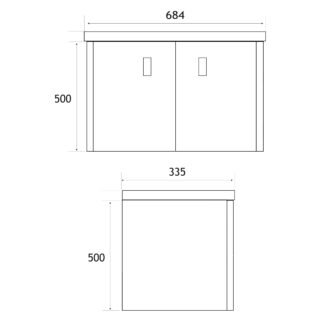 Eastbrook Cavone 2 Door Cloakroom Wall Hung Vanity Unit With Basin - 1 TH - Image 8
