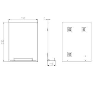 Eastbrook Savannah Non Illuminated Mirror With Shelf - 750mm x 550mm - Image 2