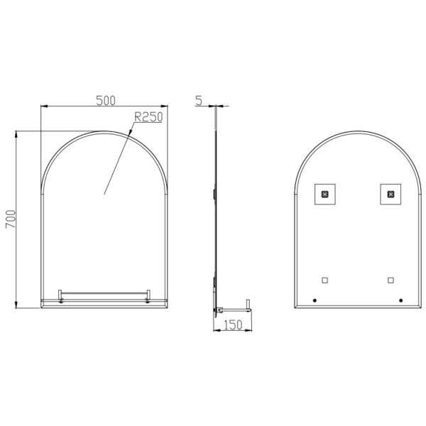 Eastbrook Brunswick Non Illuminated Mirror With Shelf - 700mm x 500mm - Image 2