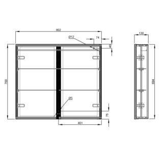 Eastbrook Caldini 2 Door Illuminated Mirror Cabinet - White - Image 3