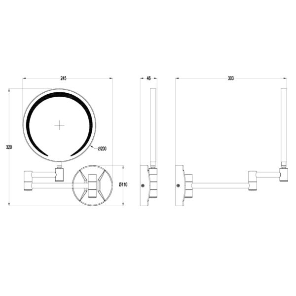 Eastbrook Round LED Magnifying Mirror - 320mm x 245mm - Image 2