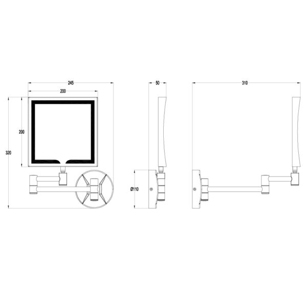 Eastbrook Square LED Magnifying Mirror - 320mm x 245mm - Image 2