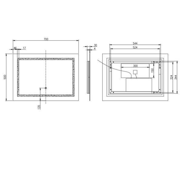 Eastbrook Bivieve Rectangular Illuminated Mirror - Image 2