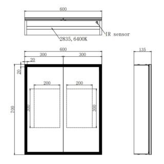Eastbrook Cassio 2 Door Illuminated Mirror Cabinet - Image 2