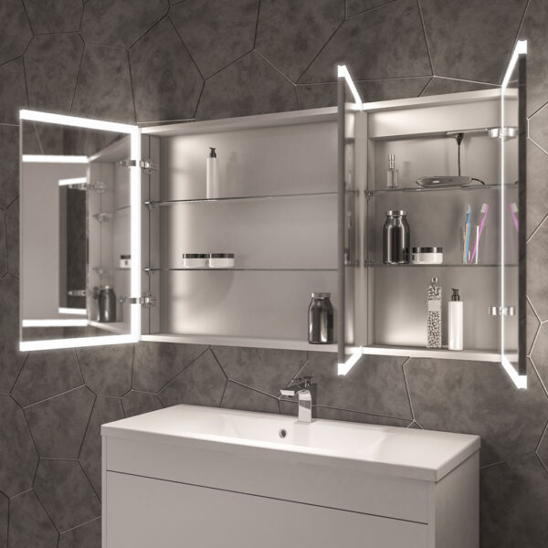 Eastbrook Cassio 3 Door Illuminated Mirror Cabinet - 700mm x 1200mm