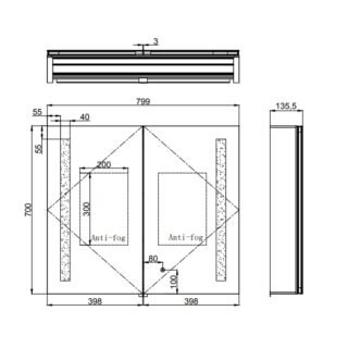 Eastbrook Castellano 2 Door LED Illuminated Mirror Cabinet - Image 4