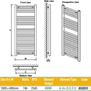Eastbrook Biava Straight Heated Towel Rail - Chrome - Image 17