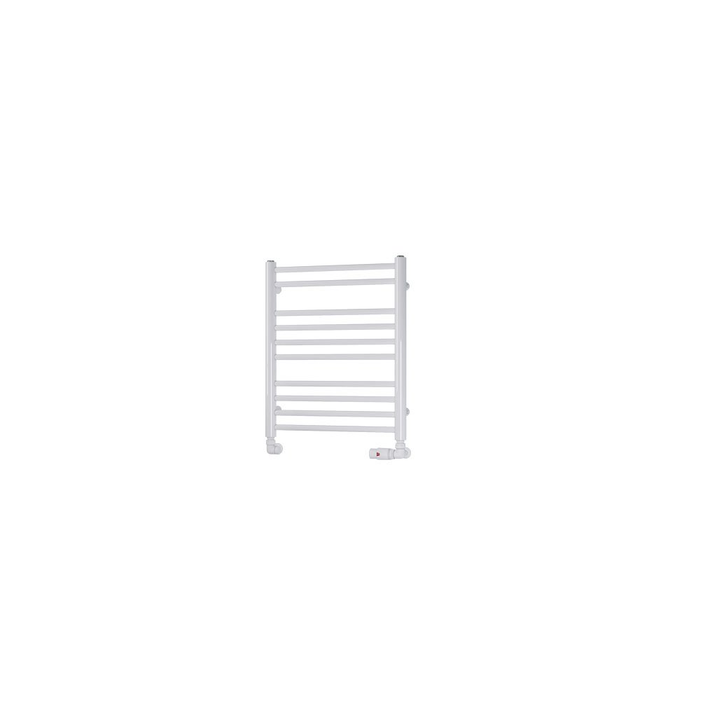 Eastbrook Biava Round Straight Heated Towel Rail – White - 600mm x 500mm