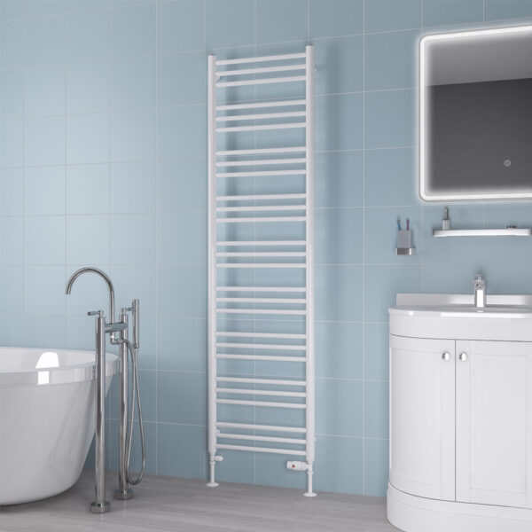 Eastbrook Biava Round Straight Heated Towel Rail - White - Image 9