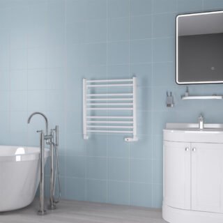 Eastbrook Biava Round Straight Heated Towel Rail - White - Image 4