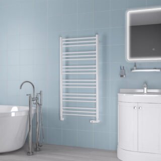 Eastbrook Biava Round Straight Heated Towel Rail - White - Image 7